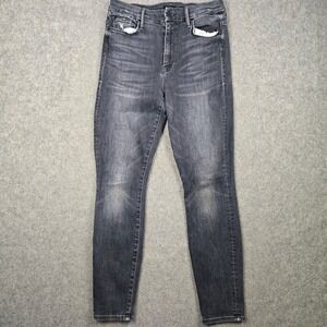 Mother Looker Ankle Jeans Womens 29 Black High Waisted Distressed Skinny Denim
